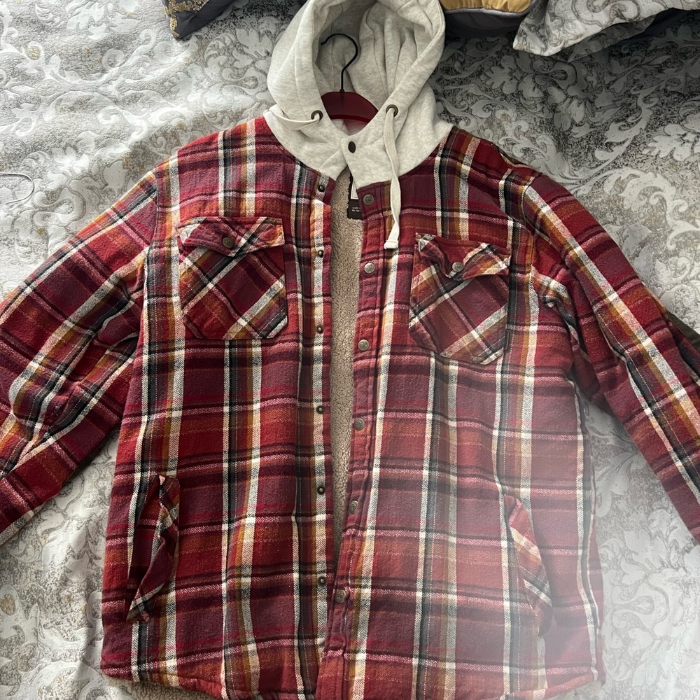 Red Plaid Hooded Jacket